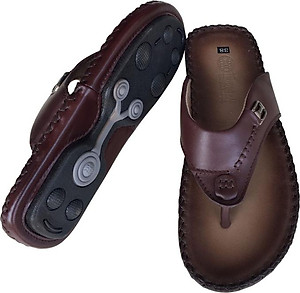 Dép nam xỏ ngón Trường Hải da bò thật cao cấp mềm mại đế âm mặt đế cao su không trơn  THXN074