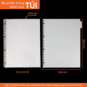 Bìa Phân Trang AO+ Nhựa PP/ A4 (Bộ 6 Tab Phân Mục) Kèm Giấy Dán