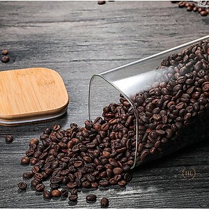 Hũ Thủy Tinh Vuông Nắp Gỗ Tre Kín Hơi Đựng Thực Phẩm, Gia Vị Tiện Dụng