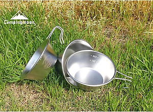 [Mua 4 chén tặng túi đựng chén Campingmoon] Chén ăn dã ngoại inox không rỉ Campingmoon S220