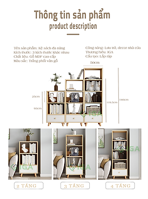 Tủ Sách Đa Tầng S Style Phong Cách Nordic Thương Hiệu IGA - GP144