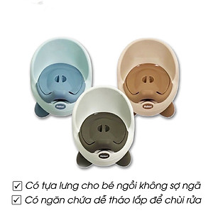 Ghế Bô Cho Bé Đi Vệ Sinh Có Tựa Lưng,Chân Đế Chống Trượt,Có Ngăn Chứa Dễ Tháo Lắp Cọ Rửa