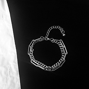 Vòng đeo tay 2 lớp titan xích vuông độc đáo