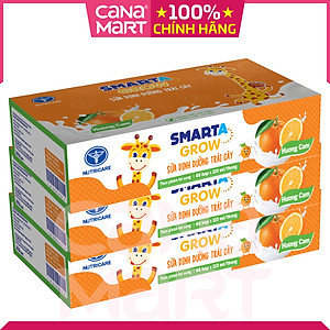 Thùng sữa nước trái cây Smarta Grow (vị cam) giúp trẻ tăng trưởng chiều cao, phát triển não bộ, dinh dưỡng cho trẻ thấp còi (48 hộp x 110ml)
