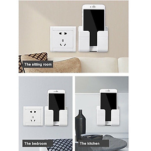 Kệ Dán Tường Để Remote - Giá Đỡ Sạc Điện Thoại Có Móc Treo Giữ Dây Điện- Hàng Chính Hãng MINIIN
