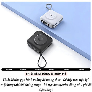 Pin sạc dự phòng kiêm củ sạc nhanh 45W kèm dây sạc Type-C / L (iP/iPad) và Sạc Không Dây từ tính Magnetic, Pin 15000mAh, Jack cắm EU/UK hiệu WIWU 6 in 1 All-Round - Hỗ trợ sạc cho iPhone / iPad / Macbook / Laptop, đạt chuẩn hàng không - hàng nhập khẩu