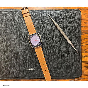 Dây Đồng Hồ Apple Watch 49mm 46mm 45mm 44mm 42mm, Chất Liệu Da Bê EPSOM Thảo Mộc Cao Cấp, Nhập Khẩu Từ Châu Âu, Dây Đeo Phong Cách Hiện Đại và Sang Trọng, Tương Thích Các Phiên Bản Series Ultra2/Ultra/SE2/SE/10/9/8/7/6/5/4/3/2/1