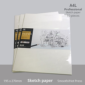 Giấy vẽ chuyên dụng A4L cao cấp, giấy vẽ nhập từ Ý có vân nhẹ màu trắng tự nhiên, giấy vẽ đẹp được cả 2 mặt, giấy dày 250gsm A4L 10 tờ (A4 Thickening Art Special Sketch) Green Art - Hàng chính hãng