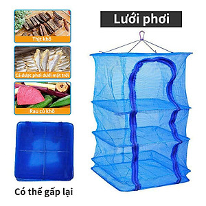Lồng Phơi Cá Khô  - Lồng Phơi Thực Phẩm  Đa Năng 2 –  4 Tầng Chống Côn Trùng, Gấp Gọn Tiện Lợi