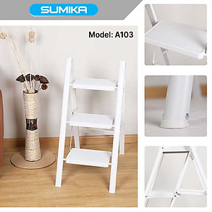 Thang nhôm ghế gia đình 3 bậc SUMIKA A103, chiều cao 68cm