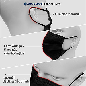[NEW] Khẩu Trang Anyguard Hàn Quốc 3 Lớp Màu Đen Chính Hãng -  Lọc 99% Vi Khuẩn, UV Protection (Hộp 30 Cái) - Bảo Vệ Hằng Ngày - Tiêu Chuẩn Công Nghệ Hàn Quốc - ISO 9001:2015, ISO 13485:2016, QCVN 01:2017/BTC