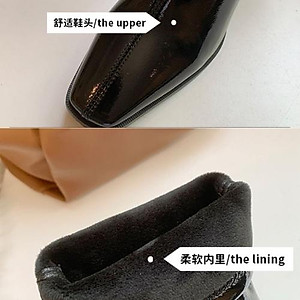 Giày Bốt Nữ Da Bóng Trắng Đen Ôm Chân Đẹp Gót 7 Phân Cổ cao Mũi Nhọn Không Có Khóa