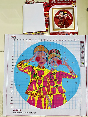 Tranh thêu kín cô dâu chú rể vs8018, kích thước 60x60cm