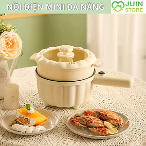 Nồi Điện Mini 2 Đa Chức Năng Kèm Lồng Hấp, Ca Mỳ Tay Cầm Nồi Bí Ngô 2 Tầng Nấu Cơm, Chiên, Xào, Rán Tiện Lợi - Hàng Chính Hãng MINIIN
