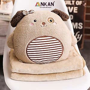 Chăn Gối Văn Phòng 3 Trong 1 Gấu Nâu Độc Đáo Kiểu Dành Cho Nữ Dùng Để Ngủ Trưa Tại Văn Phòng, Tựa Lưng Và Gấu Bông Dùng Để Trang Trí