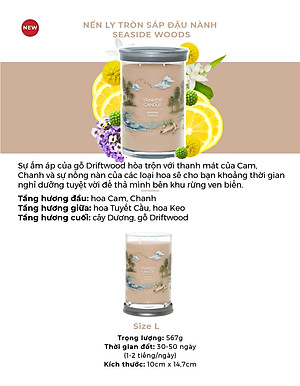 Nến ly tròn sáp đậu nành Yankee Candle size L (567g) - Seaside Woods