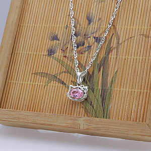 Dây Chuyền Trẻ Em Bạc Hiểu Minh DTE051P Mèo Kity