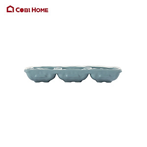 Chén chấm 3 ngăn màu xanh có viền trắng bằng melamine