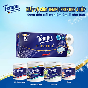 Lốc 10 Cuộn Giấy Vệ Sinh Tempo Prestige - Hoa Lê