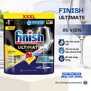 Viên rửa bát Finish Quantum Ultimate 100 tabs loại cao cấp nhất 14 in 1 dùng cho máy rửa bát