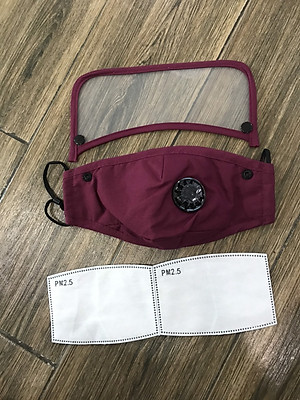 Khẩu trang vải có van lọc khí kèm miếng chắn nhựa ngăn giọt bắn cao cấp