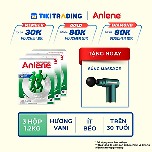 Combo 3 Sữa Bột Anlene Hương Vanilla (Hộp giấy 1200g) - Bao bì mới - Tặng máy massage cầm tay hoặc máy sấy tóc