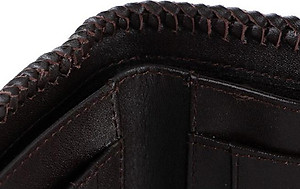 Bóp nam Huy Hoàng da cá sấu nguyên con đan viền màu đen HT2762