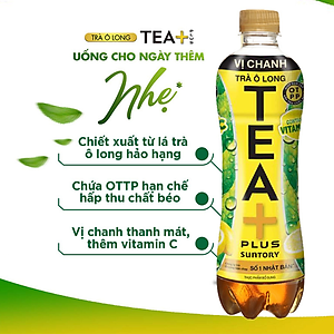 Thùng 24 Chai Trà Ô long Vị Chanh Tea+ (450ml/Chai)