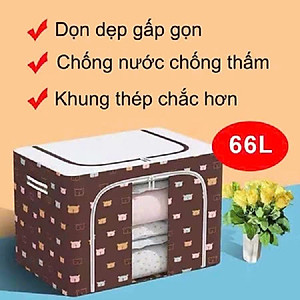Túi vải đựng đồ quần áo khung thép chịu lực - Hộp đựng thú nhồi bông, sách vở, chăn màn, đồ chơi bằng vải- Tủ vải loại lớn 66L chính hãng LuckyDecor