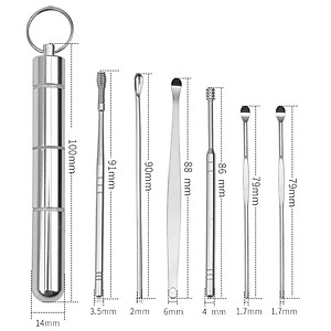 Dụng Cụ Lấy Ráy Tai, Bộ Ngoáy Tai 6 Chiếc KUNBE, Chất Liệu Inox Cao Cấp Giúp Vệ Sinh Tai An Toàn, Chuyên Nghiệp
