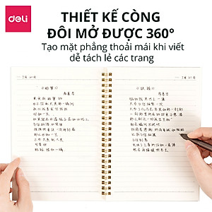 Sổ Lò Xo Kép A5 Deli - Sổ Gáy Xoắn 120 Trang Giấy Kẻ Ngang Chống Lóa - Sổ Tay Tập Vở Học Sinh Ghi Bài Takenote Planner