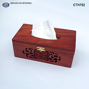 Hộp Giấy Ăn Bằng Gỗ Hương (Cỡ lớn - đủ mẫu) Đục Khắc Hoa Văn Tinh Xảo/Độc Đáo