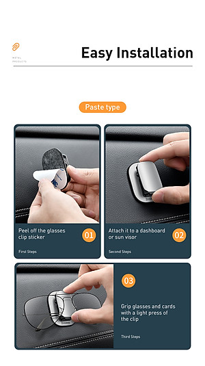Móc kẹp treo Baseus Platinum Vehicle Eyewear Clip ACYJN- Hàng chính hãng