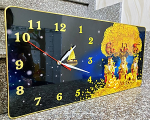 Tranh đồng hồ tráng gương treo tường phúc lộc thọ tranh cây kim tiền bo viền khung tặng pin và đinh 3 chân BIN DECOR