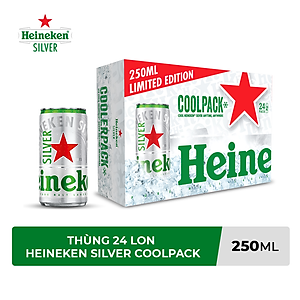 Thùng 24 lon bia Heineken Silver Coolpack 250ml/lon
