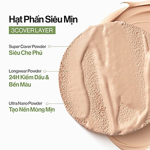 Phấn nước trang điểm che phủ kiềm dầu thuần chay GLAMRR Q VEGAN SUPER COVER CUSHION (1 lõi x 15g) by Gilaa