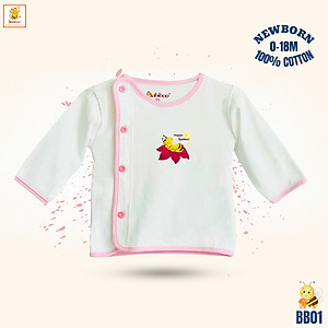Áo sơ sinh bác sĩ dài tay cúc lệch viền màu cho bé BB01