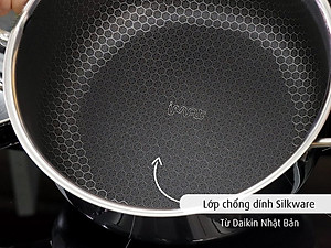 [Hàng chính hãng] Nồi nông inox iMat Blackcube 22cm, Cao 9.8cm, Thể tích 3.2l, Phủ chống dính Daikin-Nhật Bản thế hệ mới