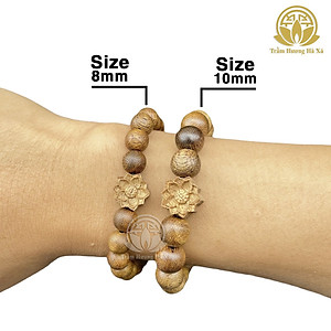 Vòng tay trầm hương mix hoa sen tốc đeo tay nam nữ phong thủy may mắn bình an tài lộc Trầm Hương Hà Xá