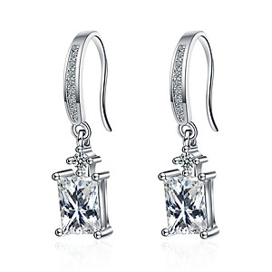 Bông tai đá zircon vuông - Khuyên tai bạc nữ - Trang sức Bé Heo BHBT448