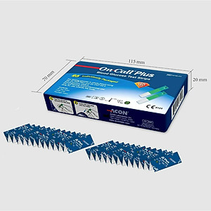 Hộp 50 que thử đường huyết On Call Plus, mỗi hộp 2 lọ 25 que thử chính hãng ACON