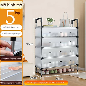 Kệ Giày Inox 5 Tầng Có Vách Ngăn Chắn Bụi, Giá Inox Để Giày Dép 4 - 5 Tầng Có Nắp Đậy, Tủ Giày Thế Hệ Mới - HÀNG CHÍNH HÃNG MINIIN