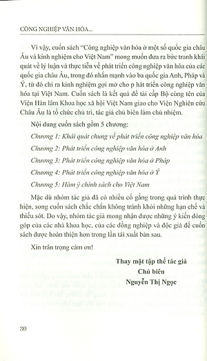 Công Nghiệp Văn Hóa Một Số Nước Châu Âu Và Kinh Nghiệm Cho Việt Nam (Sách chuyên khảo) - Viện Hàn lâm Khoa học Xã hội Việt Nam - Viện nghiên cứu Châu Âu - Nguyễn Thị Ngọc chủ biên