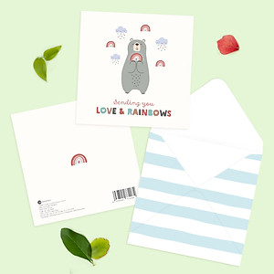 Set 4 thiệp tặng bạn bè, người yêu, động viên, sinh nhật SDstationery RAINBOW 12x12 dễ thương nhẹ nhàng trang nhã
