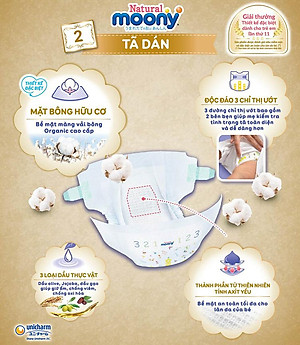 Tã/Bỉm dán Moony Natural Size S- 58 miếng( bé 4- 8kg)