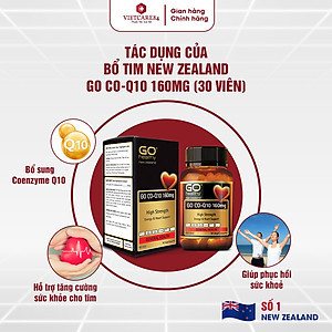 Bộ Sản Phẩm 3 Hộp Viên Uống Bổ Tim New Zealand Go Co Q10 160mg 30 Viên | Giảm Lão Hóa Tim Mạch; Giúp Cơ Thể Khỏe Mạnh - Nhập Khẩu Chính Hãng