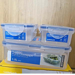 Bộ 3 Hộp Bảo Quản CLassic Lock&Lock 1 Hộp HPL817(1 lít), 2 Hộp HPL806 (350ml)