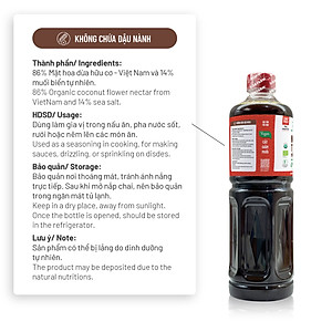 Nước tương mật hoa dừa Sokfarm - Chai 1L Dòng chuyên nấu ăn, không từ đậu nành, giảm 50% lượng muối