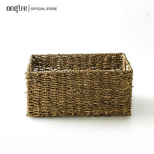 Giỏ cói ONGTRE hình chữ nhật đựng đồ phòng khách, phòng ngủ, khay đựng đồ