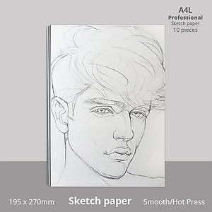 Giấy vẽ chuyên dụng A4L cao cấp, giấy vẽ nhập từ Ý có vân nhẹ màu trắng tự nhiên, giấy vẽ đẹp được cả 2 mặt, giấy dày 250gsm A4L 10 tờ (A4 Thickening Art Special Sketch) Green Art - Hàng chính hãng